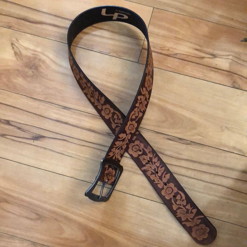 Linea Pell Leather Floral imprinted Leather Belt